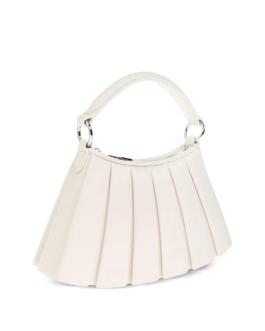 Lacoste White Small Lenglen Pleated Tote Bag