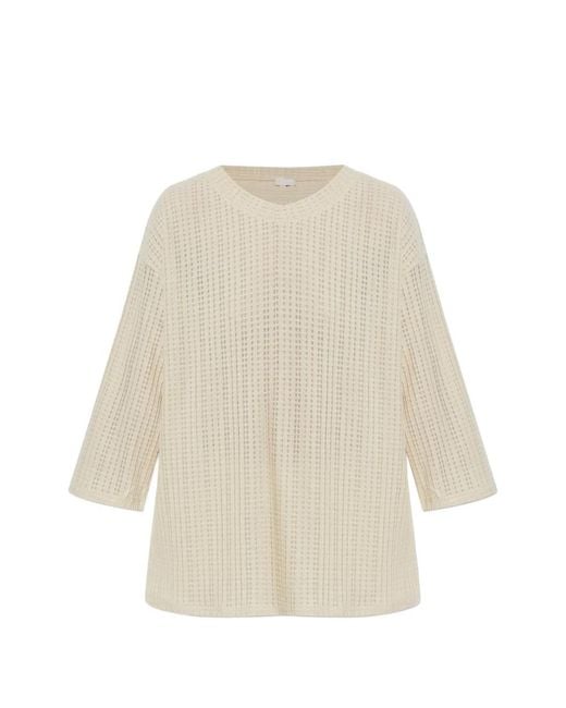 Hanro Natural Slv Waffle-Knit Three-Quarter-Sleeve T-Shirt