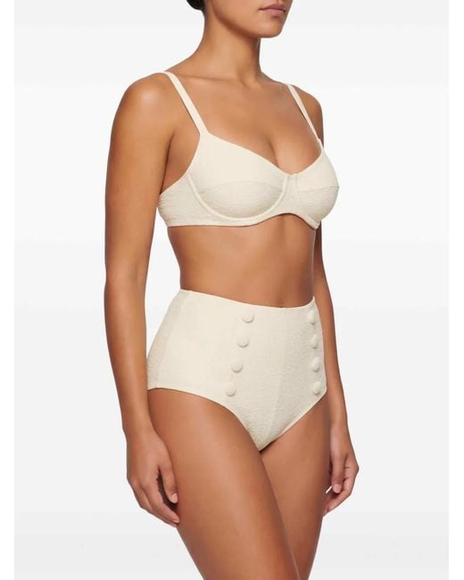 Lisa Marie Fernandez White The Balconette Button-Detail Bikini