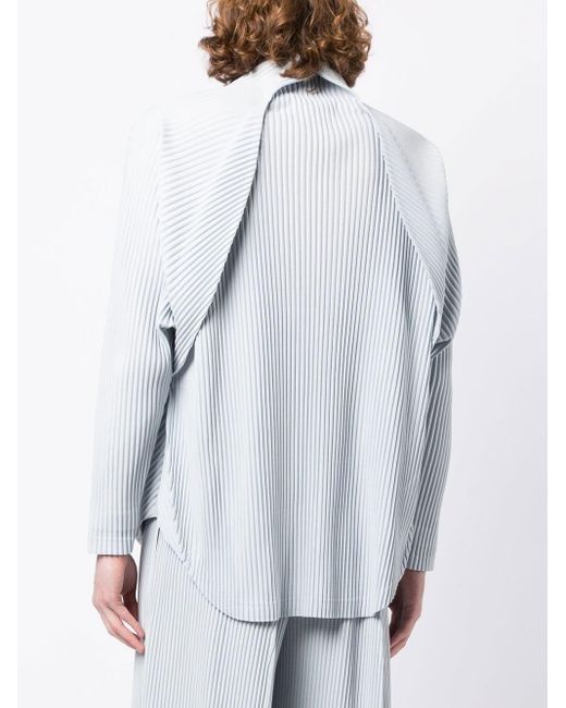 Homme Plissé Issey Miyake Vase Pleated High-neck Top in White for