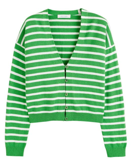Chinti & Parker Green Striped Button-up Cardigan