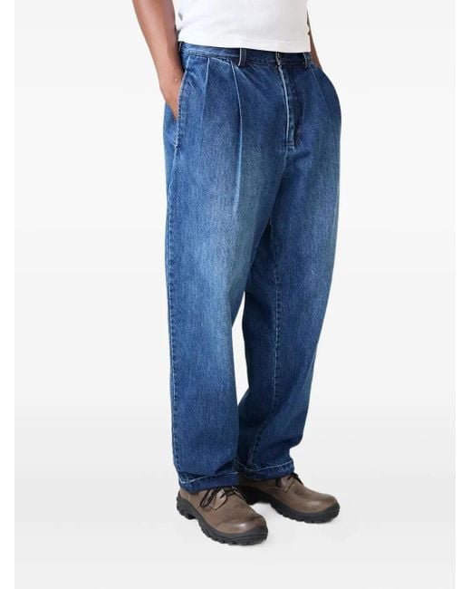 Carter Young Blue Washed Pleated Jeans for men