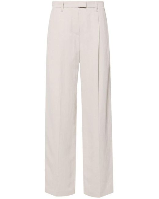 Pantalones rectos con pinzas invertidas Brunello Cucinelli de color White