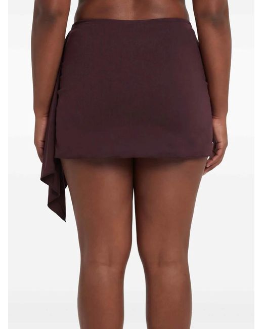 FEDERICA TOSI Brown Ruched Draped Mini Skirt