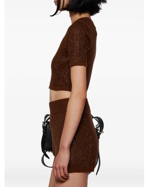 David Koma Brown Cropped T-Shirt