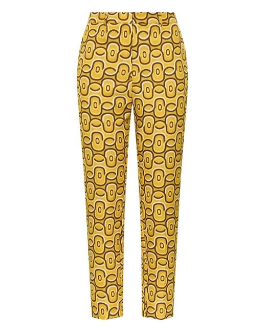 Maliparmi Yellow Rolling Chain-Print Trousers