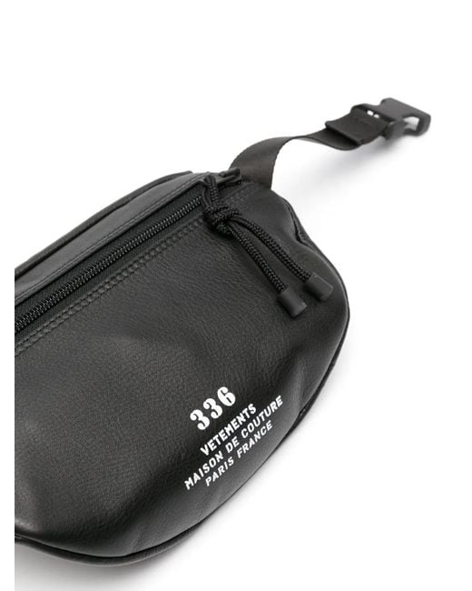 Vetements Black Logo-Print Leather Belt Bag