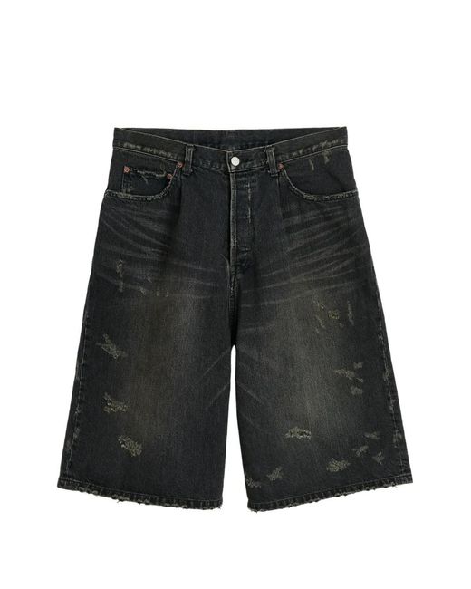 Ssstein Black Distressed-Effect Shorts for men