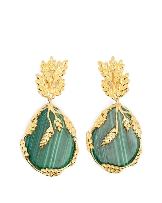 Aurelie Bidermann Yellow Francoise Malachite Clip-On Earrings