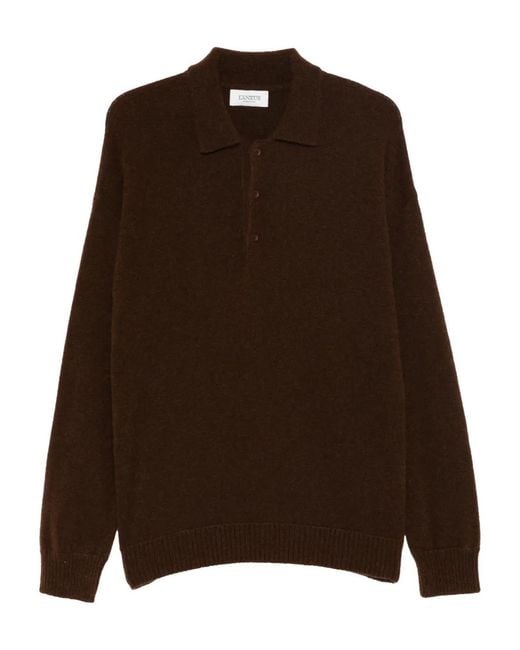 Laneus Brown Button-Placket Polo Shirt for men