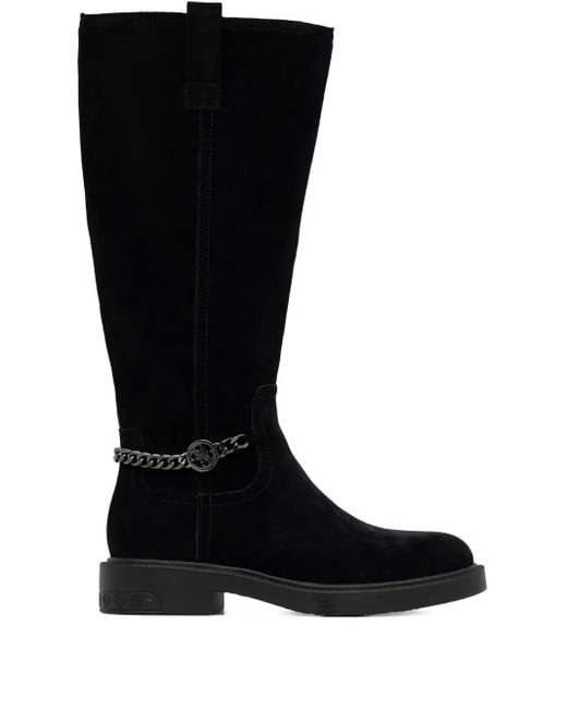 Guess Black Fyonal Suede Chain-Detail Boots