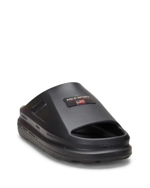 Polo Ralph Lauren Black Logo-Patch Slides for men