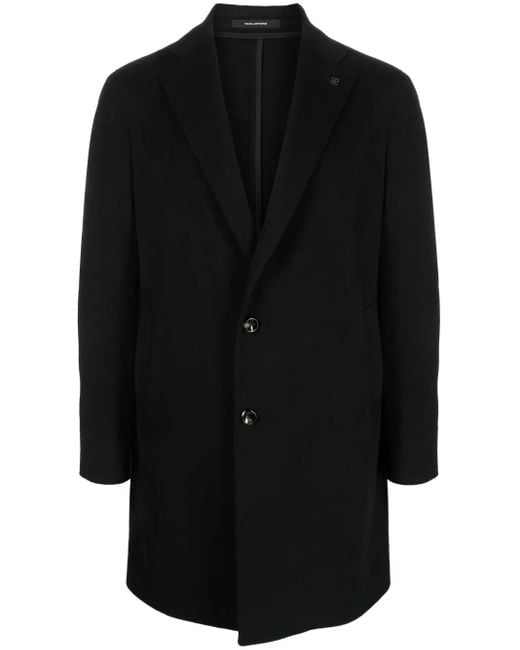 Tagliatore Black Notched-Lapels Single-Breasted Coat for men