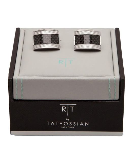 メンズ Tateossian エンボス カフスボタン Black