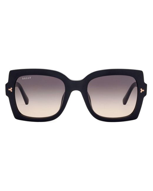 Bally Blue Logo-print Square-frame Sunglasses