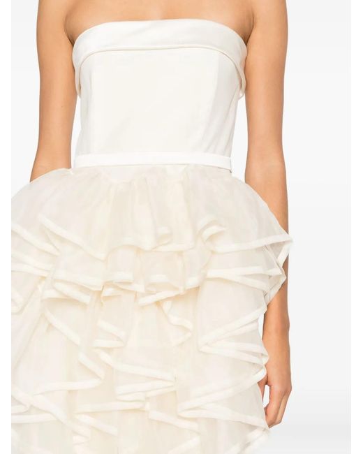 Viktor & Rolf White Ruffled Strapless Midi Dress