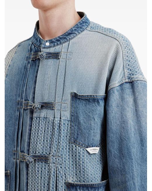 FIVE CM Blue Veste En Coton À Design Patchwork for men