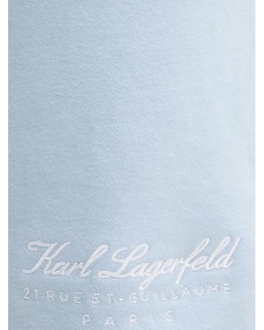 Karl Lagerfeld Blue Logo-Embroidered Side-Striped Shorts for men