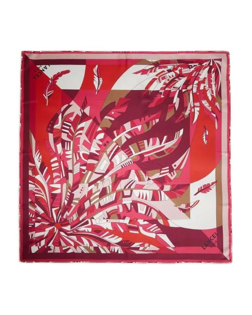 Lancel Arabesque シルクスカーフ Red