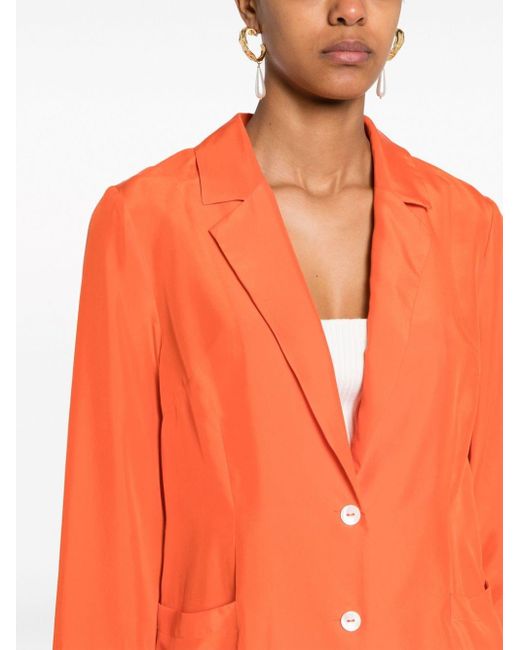 P.A.R.O.S.H. Orange Single-breasted Silk Blazer