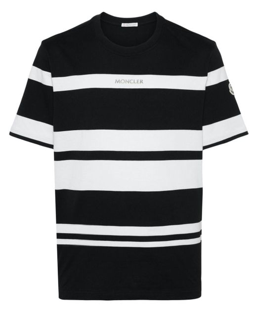 Moncler Black Logo-appliquéd Metallic Striped Cotton-jersey T-shirt for men
