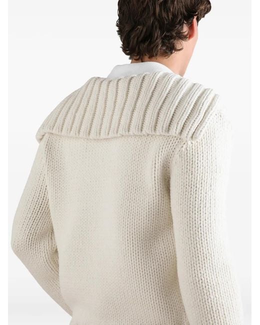 Dolce & Gabbana White Smooth-Knit Pullover With Logo for men