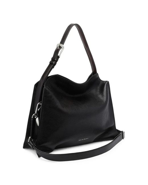 Orciani Black Trinity Soft Midi Shoulder Bag