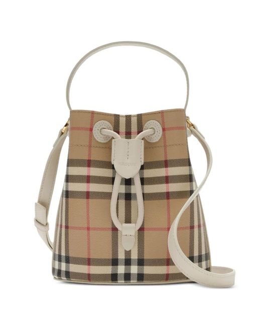 Burberry Natural Mini Check Bucket Bag