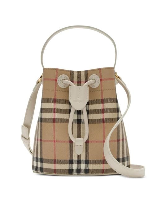 Burberry Natural Mini Check Bucket Bag