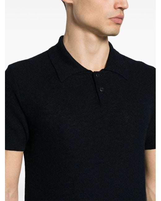 A.P.C. Black Jay Open-knit Polo Shirt for men