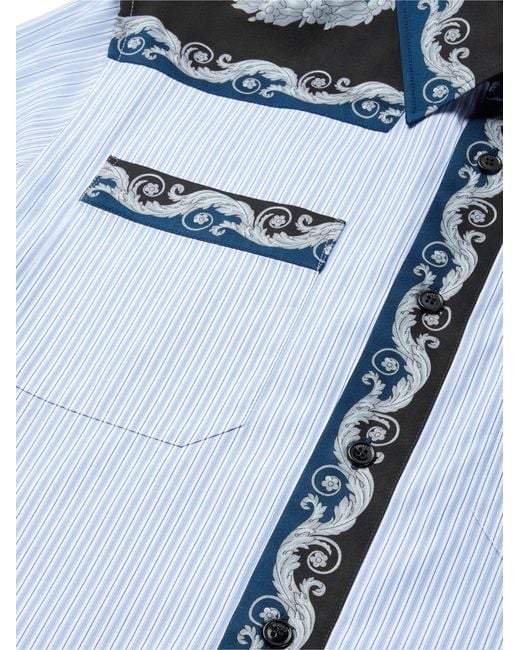 Versace Blue Striped-Print Shirt for men