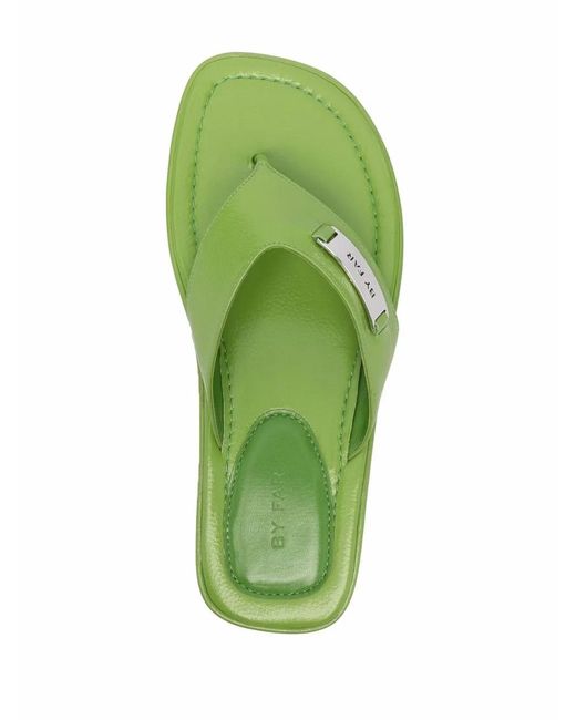 By Far Green Piel Thong Flip Flops