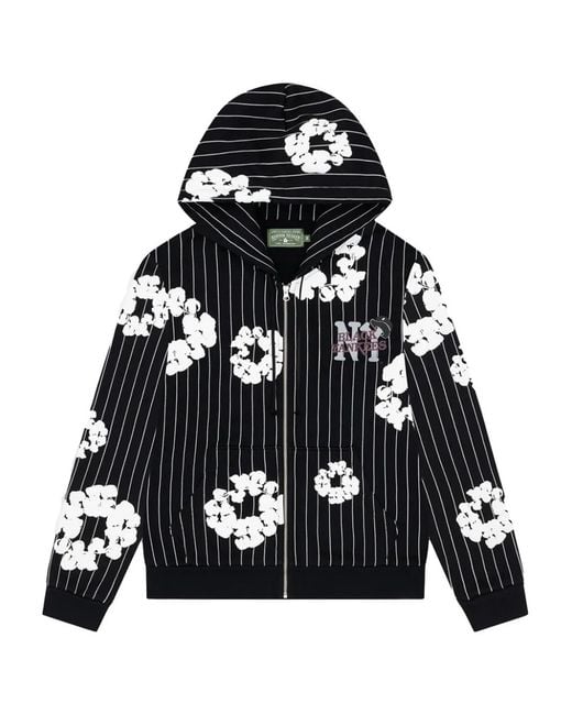 DENIM TEARS Black Pinstripe Zip-Fastening Sweatshirt for men