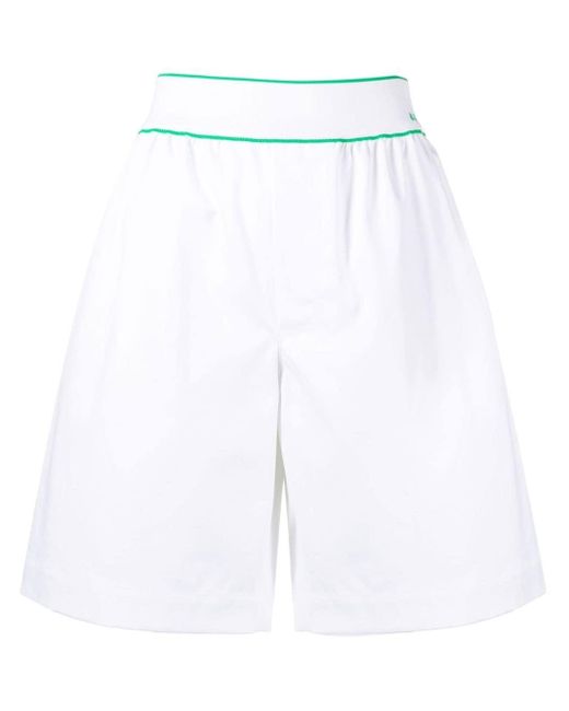 Bottega Veneta White Embroidered-logo Knee-length Shorts