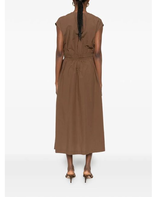 Ottod'Ame Brown Drawstring Sleeveless Maxi Dress