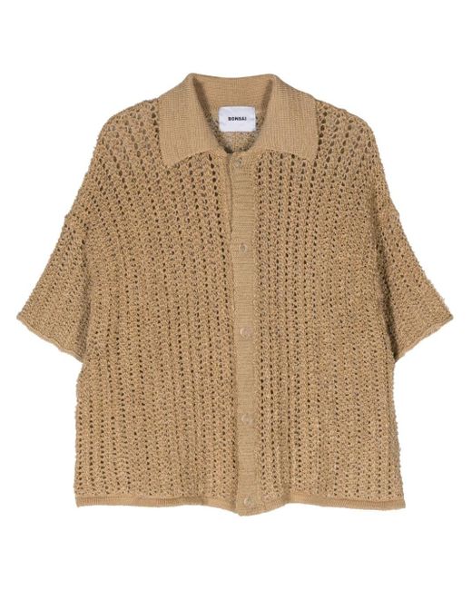 Bonsai Natural Shortsleeve Open-knit Cardigan for men