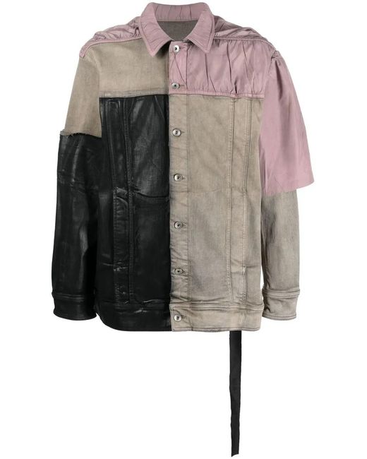 Rick Owens Black Jumbo Worker Patchwork Jacket for men