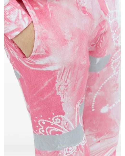 PRAYING Pink Garbage Graphic-Motif Track Pants