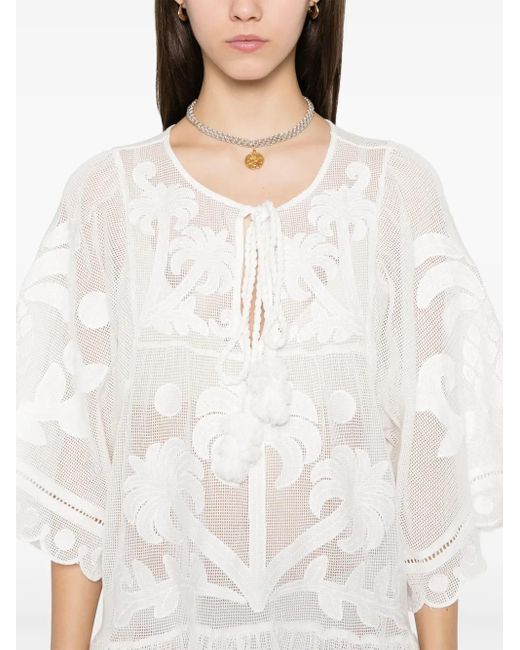 Abito Corto Con Ricamo di Farm Rio in White