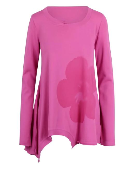Rundholz Black Label Pink Flower-Print Asymmetric Jersey