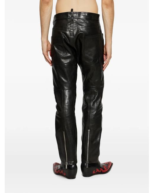 DSquared² Black Leather Trousers for men