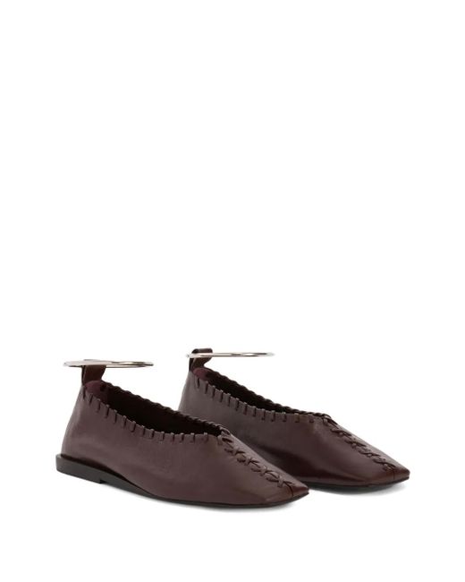 Jil Sander Brown Ballerinas Mit Ring