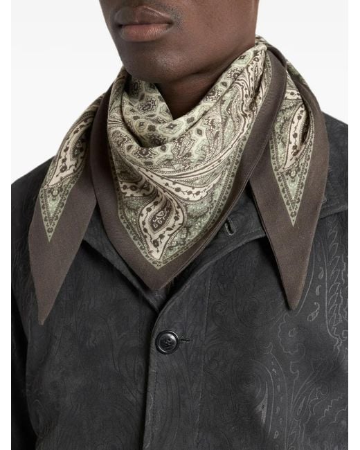 Etro Brown Paisley Triangular Scarf for men