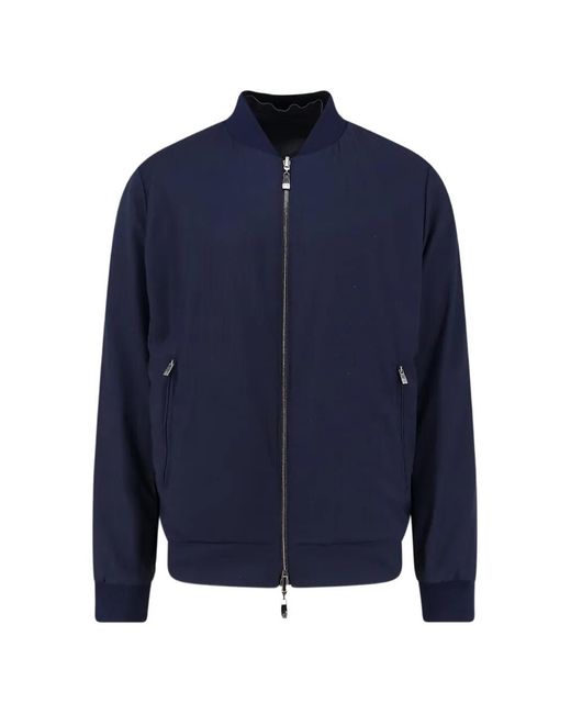 Corneliani Blue Reversible Leather Jacket for men