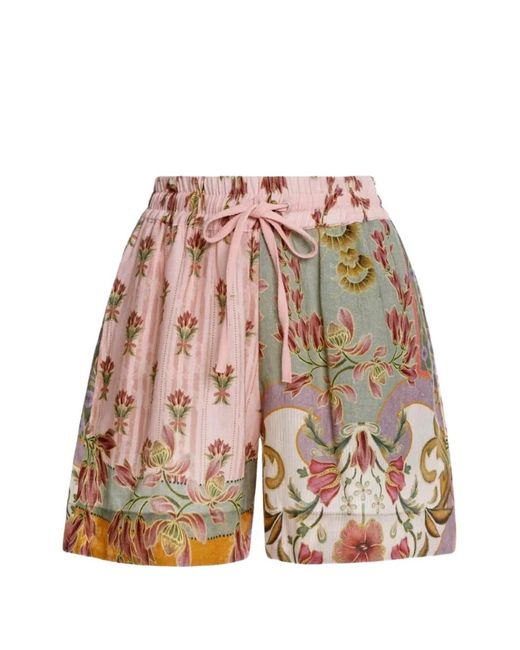 Agua Bendita Pink Renata Floral-Pattern Shorts