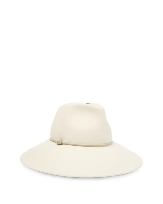 Peserico White Beaded-Trim Wide-Brim Hat