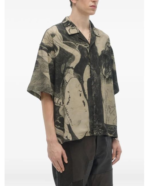 DOMREBEL Gray Graphic-Print Short-Sleeve Shirt for men