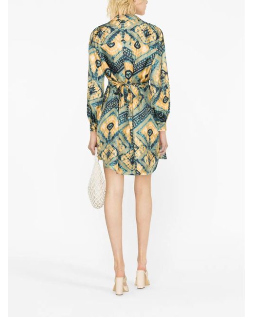 Ulla Johnson Blue Jude Diamond-Print Shirt Dress