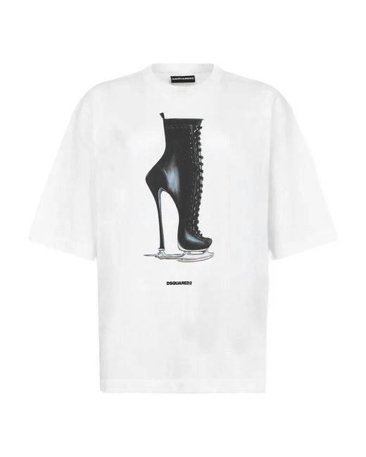 DSquared² White Skate Moss Loose Fit T-Shirt