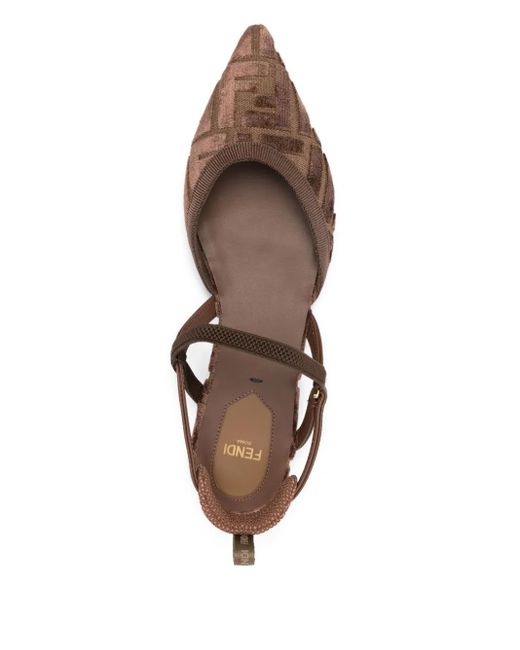 Fendi Brown Ff-Patterned Slingback Pumps